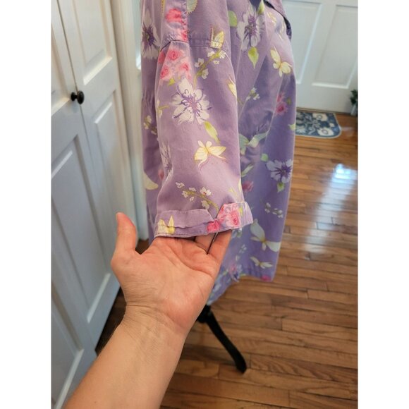 Vintage 90's/Y2k Purple Floral/Butterfly Print Button Up  22/24 Cottage Fairy - Picture 6 of 7